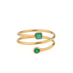 925 Sterling Silver Gold-Plated Spiral Ring with Two Semi-Precious Stones - Image 4