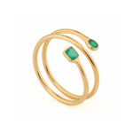 925 Sterling Silver Gold-Plated Spiral Ring with Two Semi-Precious Stones - Image 5