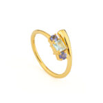 Open Crossover Ring 925 Silver Gold Plated with Three Semi-Precious Stones - Image 6