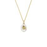 Pearl and Peridot Necklace in 925 Sterling Silver Gold Plated
