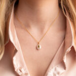 Pearl and Peridot Necklace in 925 Sterling Silver Gold Plated - Image 2