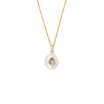 Pearl and Peridot Necklace in 925 Sterling Silver Gold Plated - Image 3