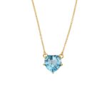 Blue Topaz Heart Necklace with Gold Plated 925 Sterling Silver