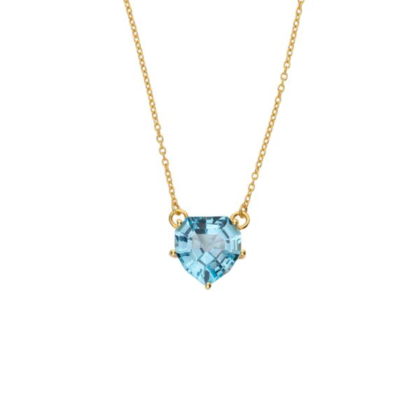 Blue Topaz Heart Necklace with Gold Plated 925 Sterling Silver