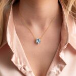 Blue Topaz Heart Necklace with Gold Plated 925 Sterling Silver - Image 2