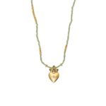 Heart Charm Gemstone Necklace in 18K Gold Plated 925 Silver