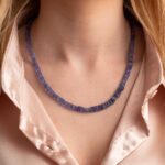 Tanzanite Square Bead Necklace with 925 Sterling Silver Clasp - Image 2
