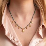 Handmade Semi-Precious Stone Necklace with 18K Gold Plated 925 Silver Shell Charms - Image 2
