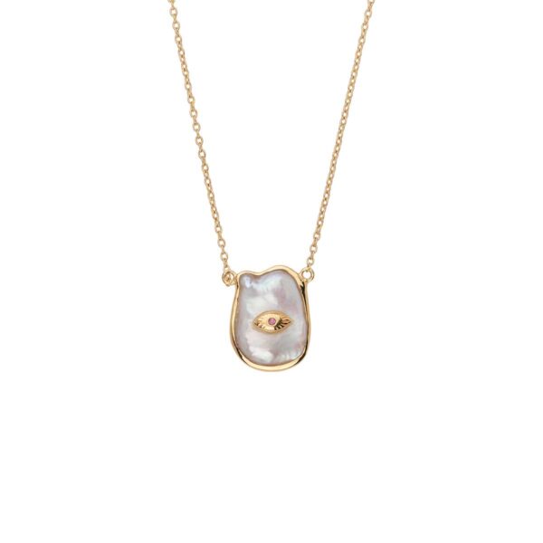 Pearl Lucky Eye Necklace in 925 Sterling Silver Gold Plated