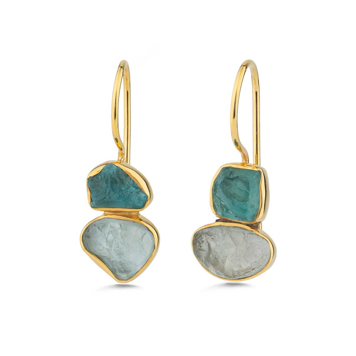 EI-SK-11785027-SK05200 Apatite & Aquamarine Dangle Earrings in 925 Sterling Silver & Gold Plating - Image 1