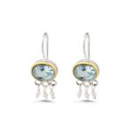 Blue Topaz  & Amethyst Dangle Earrings in 925 Sterling Silver & Gold Plating - Image 3