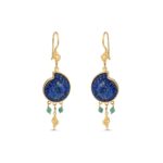 Aqua Iolite Shell Dangle Earrings in 925 Sterling Silver & Gold Plating - Image 3