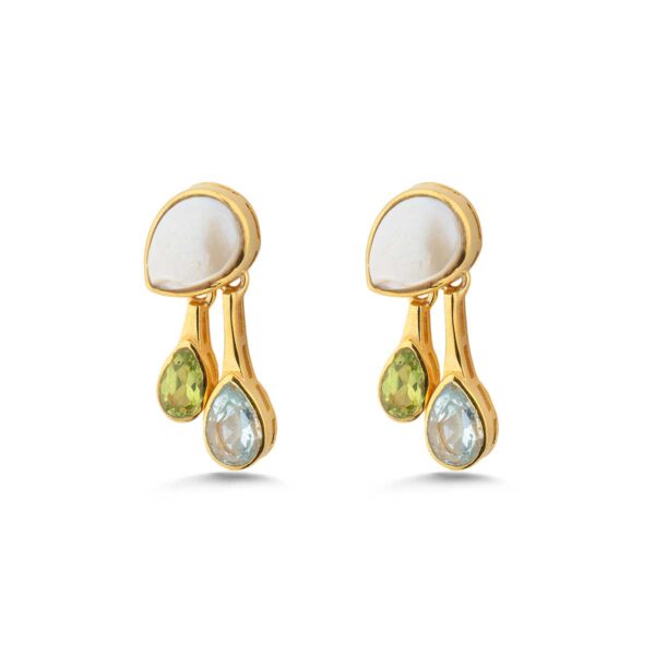 Gemstone Dangle Earrings in 925 Sterling Silver & Gold Plating
