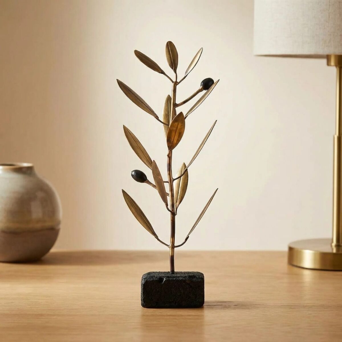 Bronze Olive Tree with Lava Stone Base - Image 2