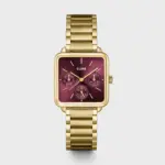 Cluse Gift Box La Tétragone Multifunction Watch Steel Dark Cherry & Bead Bracelet Gold Colour - Image 6