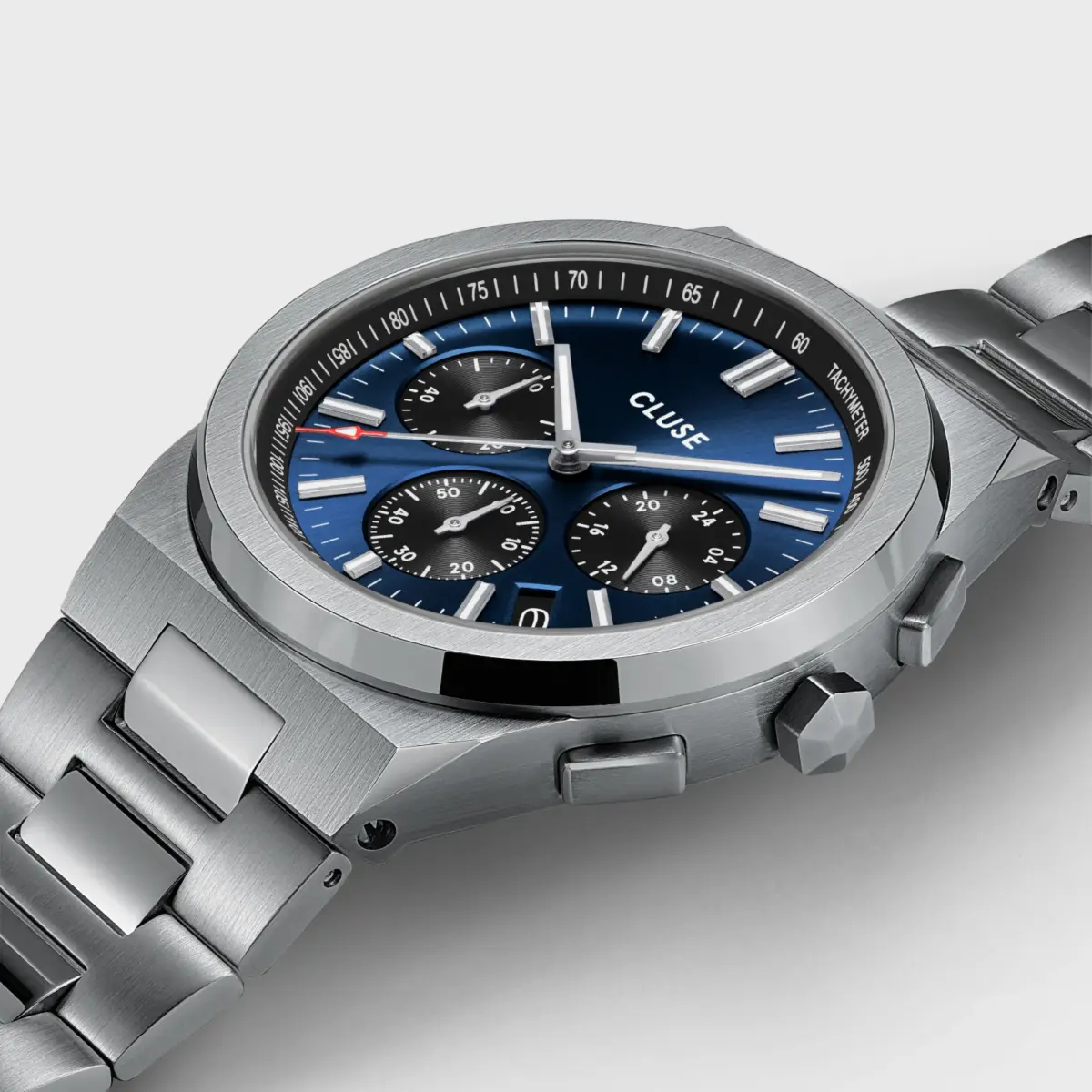 Vigoureux Chrono Watch Steel Dark Blue Silver Colour - Image 3