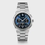 Vigoureux Chrono Watch Steel Dark Blue Silver Colour