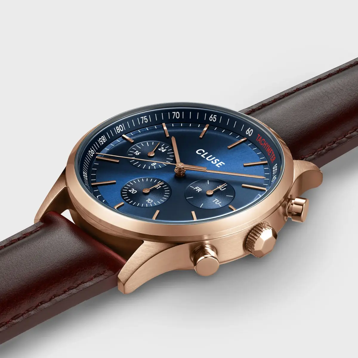 Anthéor Multifunction Watch Leather Blue Rose Gold Colour - Image 3