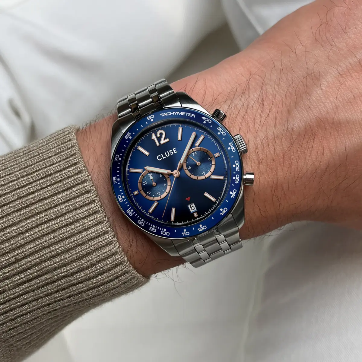 Aravis Dual Timer Watch Steel Blue Silver Colour - Image 2