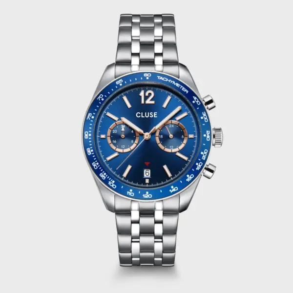 Aravis Dual Timer Watch Steel Blue Silver Colour