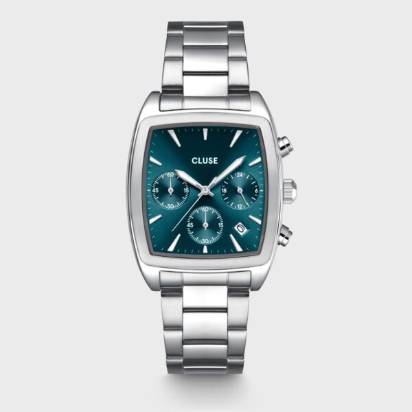 Quartaut Chrono Watch Steel Blue Silver Colour