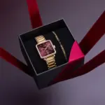 Cluse Gift Box La Tétragone Multifunction Watch Steel Dark Cherry & Bead Bracelet Gold Colour - Image 9