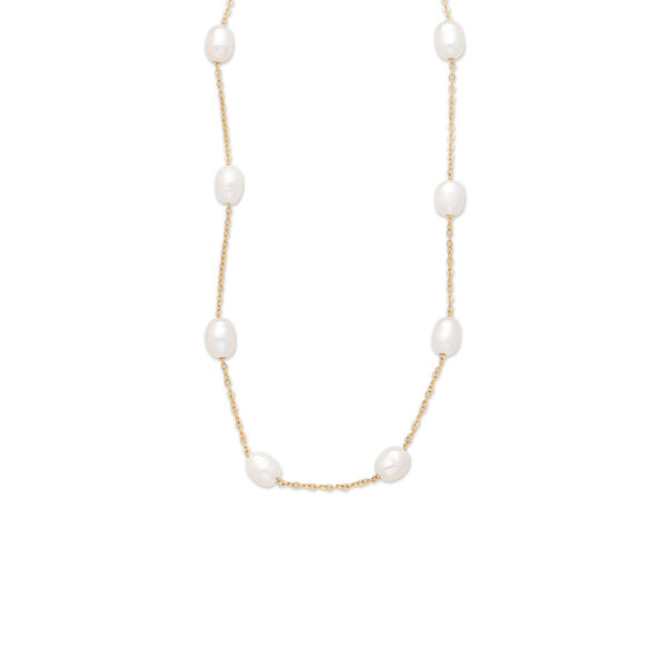 Stainless Steel Necklace with Pearls