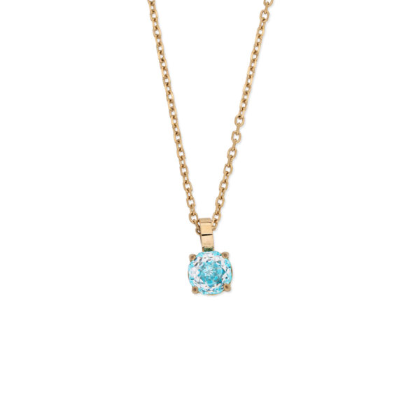 Turquoise Round Crystal Necklace in Stainless Steel