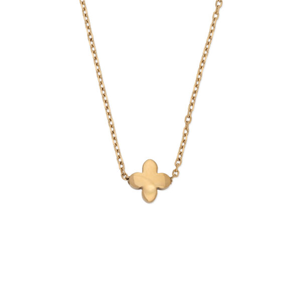 Flower Clover Charm Necklace in Stainless Steel