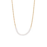 Twisted Chain Pearl Necklace in Stainless Steel