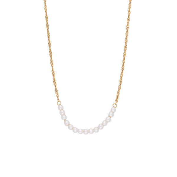 Twisted Chain Pearl Necklace in Stainless Steel