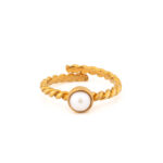 Pearl Twisted Ring in 925 Sterling Silver Gold Plated