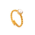 Pearl Twisted Ring in 925 Sterling Silver Gold Plated - Image 3