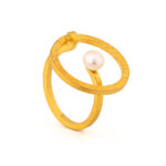 Round Geometrical Pearl Ring in 925 Sterling Silver - Image 3