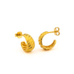 Twisted Round Stud Earrings in 925 Sterling Silver Gold Plated