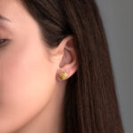 Hammered Heart Stud Earrings in 925 Sterling Silver Gold Plated - Image 2