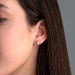 Pearl Stud Round Earrings in 925 Sterling Silver Gold Plated - Image 2