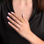 Round Geometrical Pearl Ring in 925 Sterling Silver - Image 2