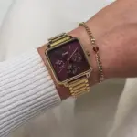 Cluse Gift Box La Tétragone Multifunction Watch Steel Dark Cherry & Bead Bracelet Gold Colour - Image 10
